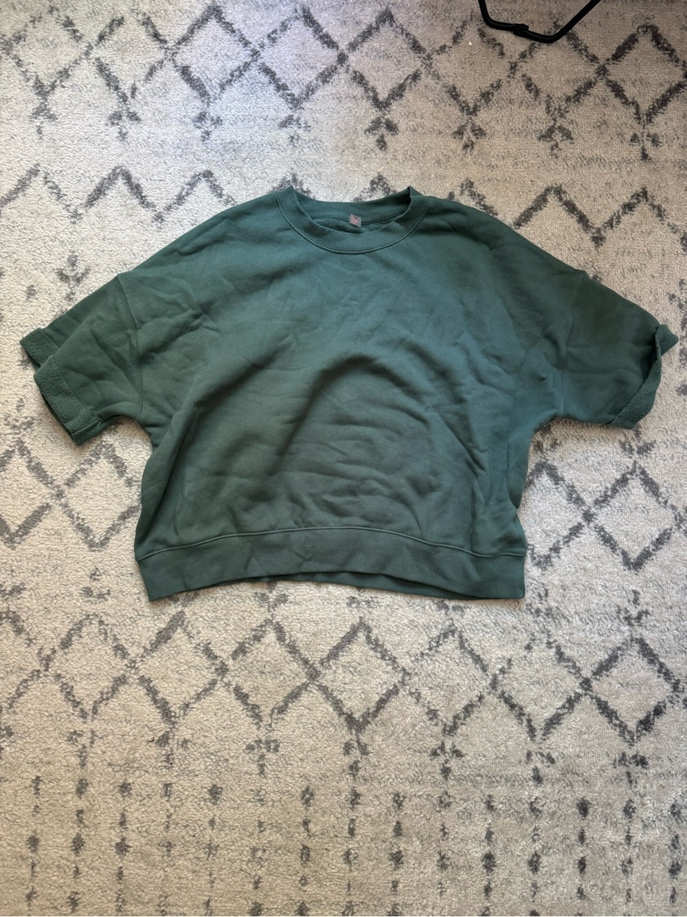 Mono B Forest Green Boxy Short-Sleeve Sweatshirt